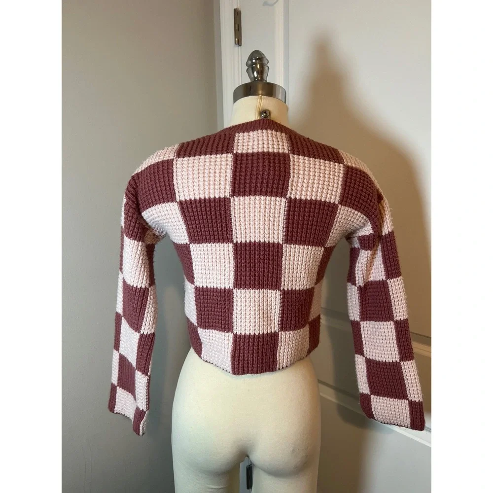Hello Franki Youth Sweater Checkerboard Mauve Pink Size‎ 10